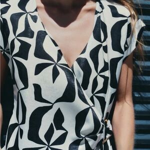 Zara satin blouse with gold waist clasp! New with tags!